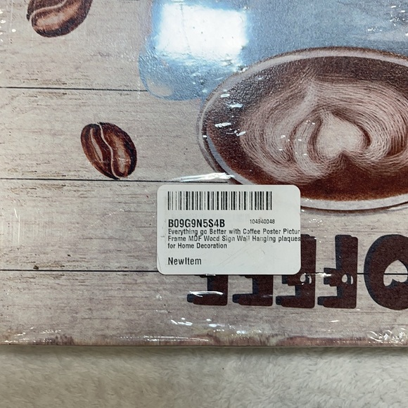 NIP Everything go Better with Coffee Wood sign wall hanging plaque - Picture 3 of 3